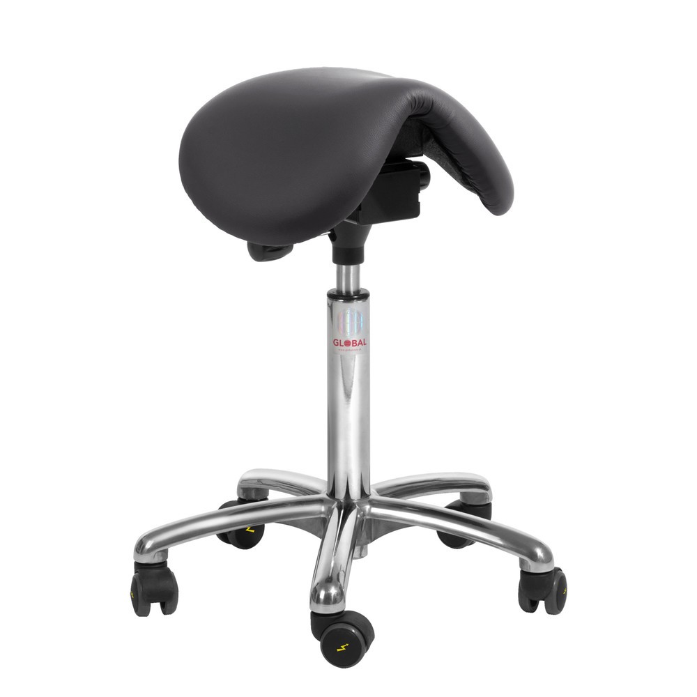 Product afbeelding: ESD-zadelkruk Global Stole A/S Dalton Easy seat Alu50, ESD-wielen, zwart