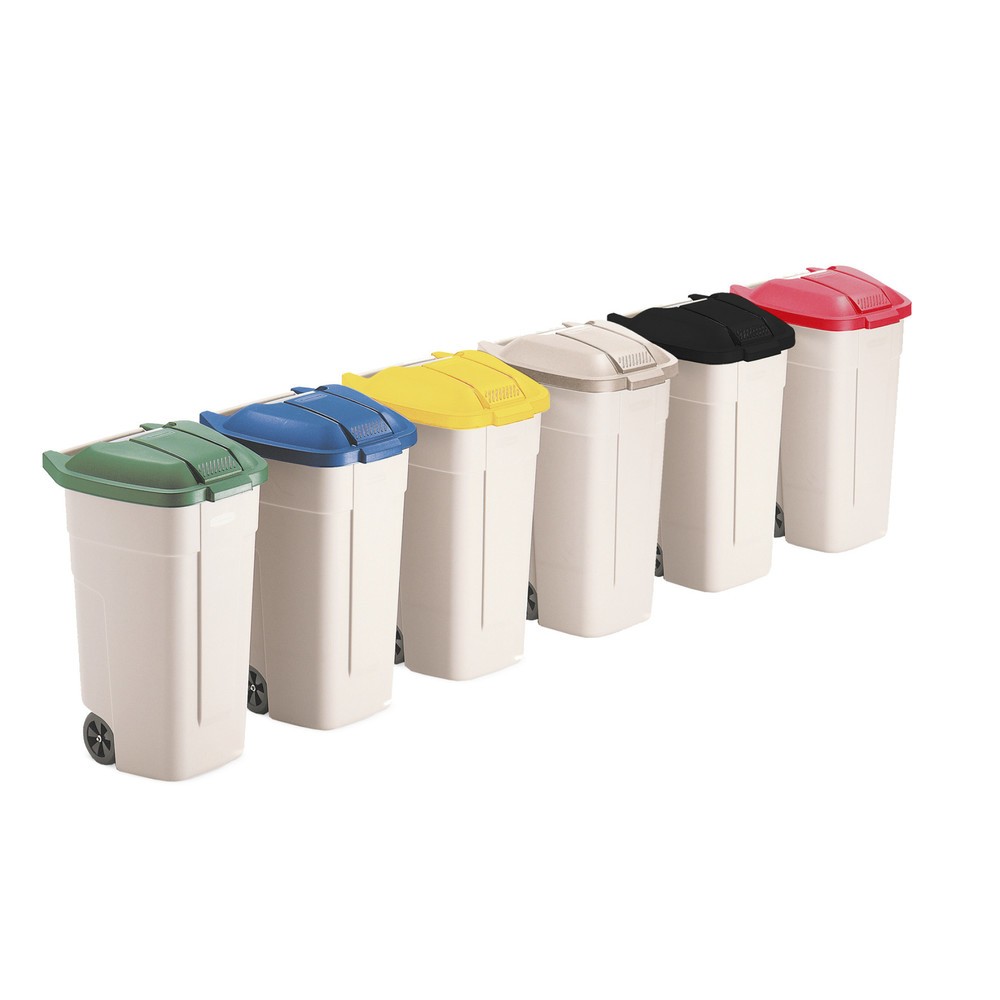 Illustration du produit: Poubelle grande contenance Rubbermaid®, 100 litres, avec roulettes, couvercle beige
