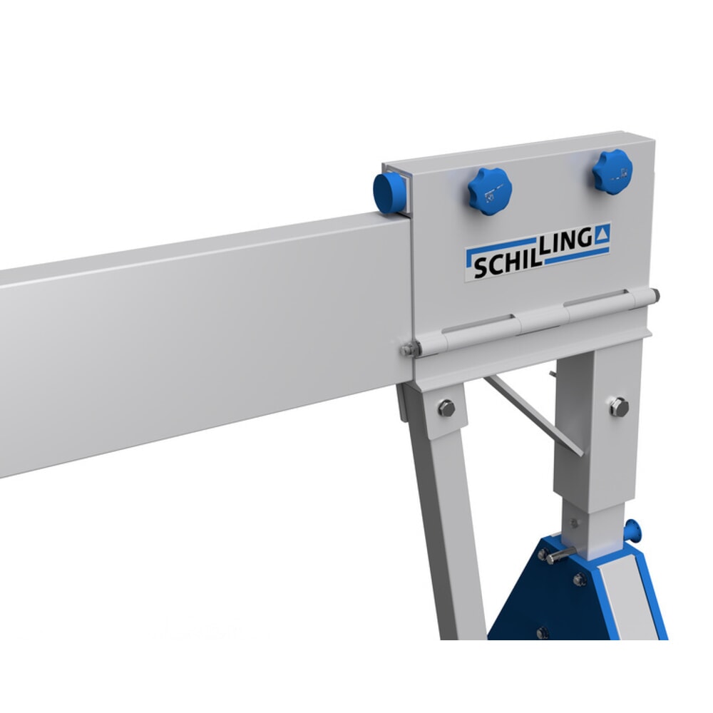 N° de l'image du produit 2 : Portique de levage SCHILLING en aluminium avec double traverse divisible, mobile, point d'accrochage 2 613-3 363 mm, longueur 6 000 mm, capacité de charge 2 000 kg