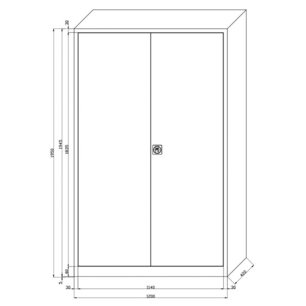 Produktabbildung Nr. 2: HEMMDAL Armoire à portes battantes HF-ST, 5 HC, HxlxP 1 950 x 1 200 x 420 mm, tablettes revêtues par poudrage, gris clair