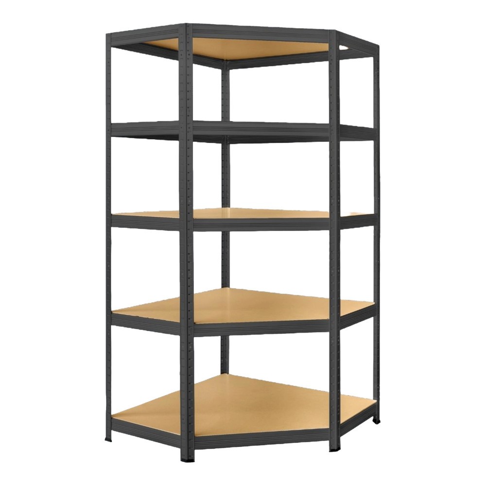 Illustration du produit: HEMMDAL Rayonnage d'angle pour charges lourdes, anthracite – 180 x 90 x 45 cm – jusqu'à 1 250 kg