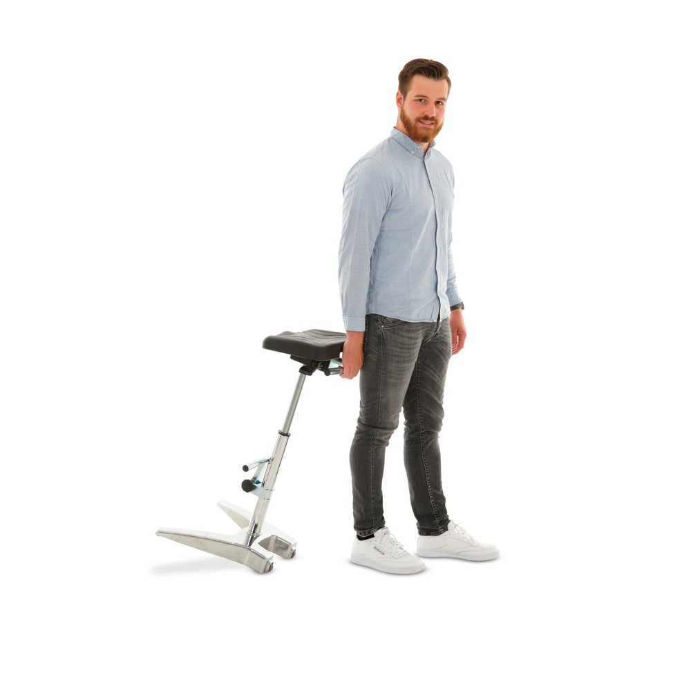 Produktabbildung Nr. 3: Tabouret assis-debout XXL HEMMDAL, siège PU extra-large + poignée, hauteur d'assise 700-880 mm, repose-pieds