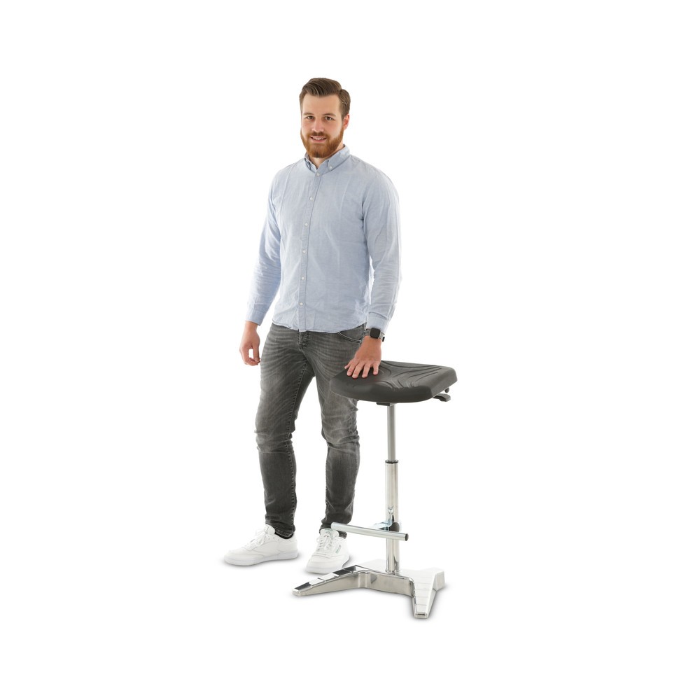 Produktabbildung Nr. 4: Tabouret assis-debout XXL HEMMDAL, siège PU extra-large + poignée, hauteur d'assise 700-880 mm, repose-pieds