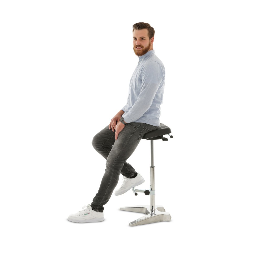 Produktabbildung Nr. 5: Tabouret assis-debout XXL HEMMDAL, siège PU extra-large + poignée, hauteur d'assise 700-880 mm, repose-pieds