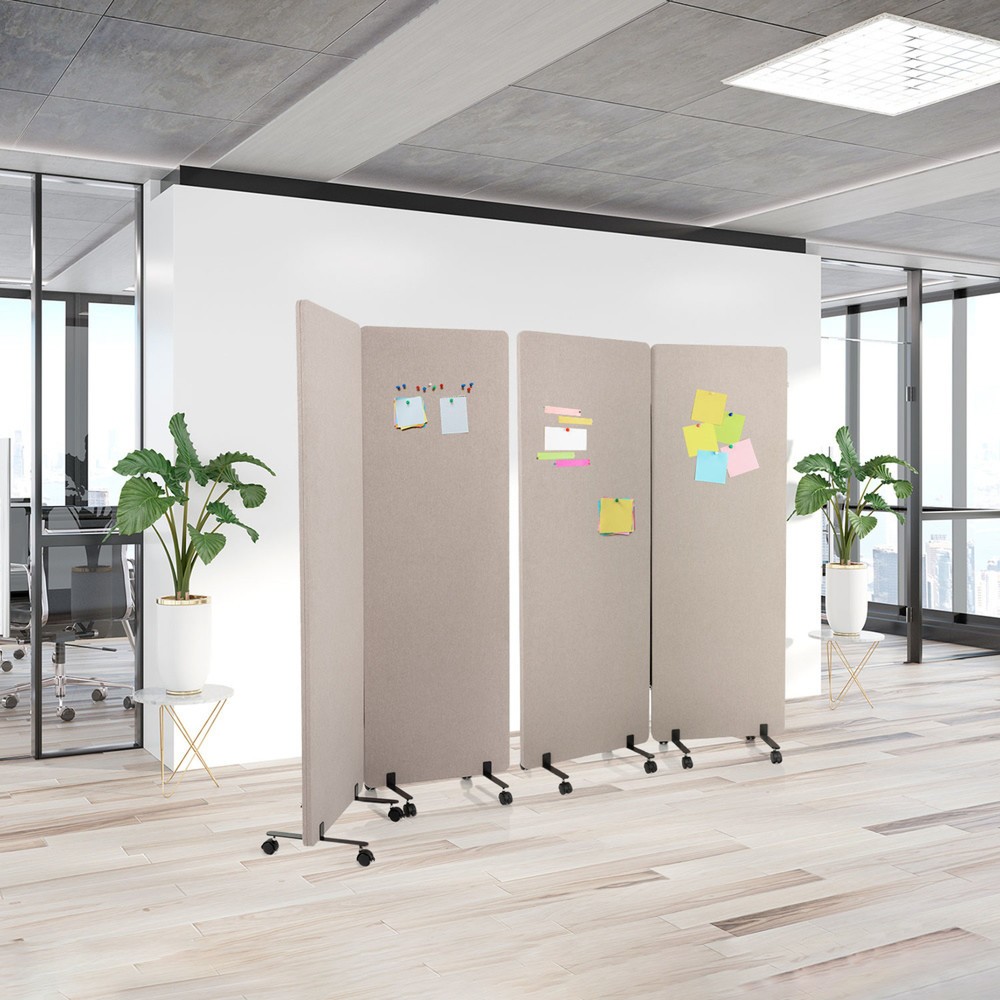 Produktabbildung Nr. 2: Verrijdbaar akoestisch scheidingswandsysteem hjh OFFICE FLEXMIUT set van 2, taupe