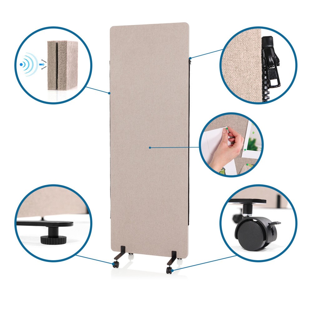 Produktabbildung Nr. 3: Verrijdbaar akoestisch scheidingswandsysteem hjh OFFICE FLEXMIUT set van 2, taupe