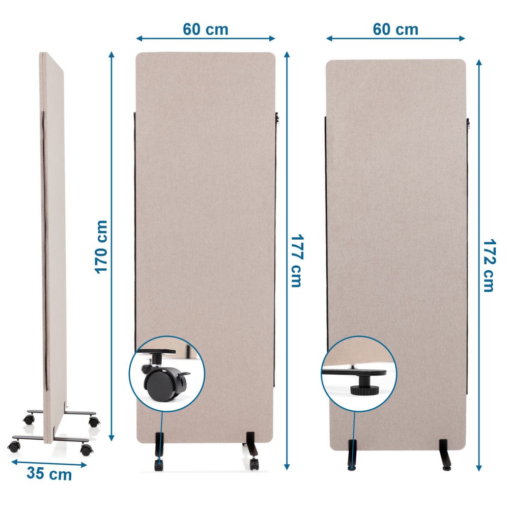 Produktabbildung Nr. 5: Verrijdbaar akoestisch scheidingswandsysteem hjh OFFICE FLEXMIUT set van 2, taupe