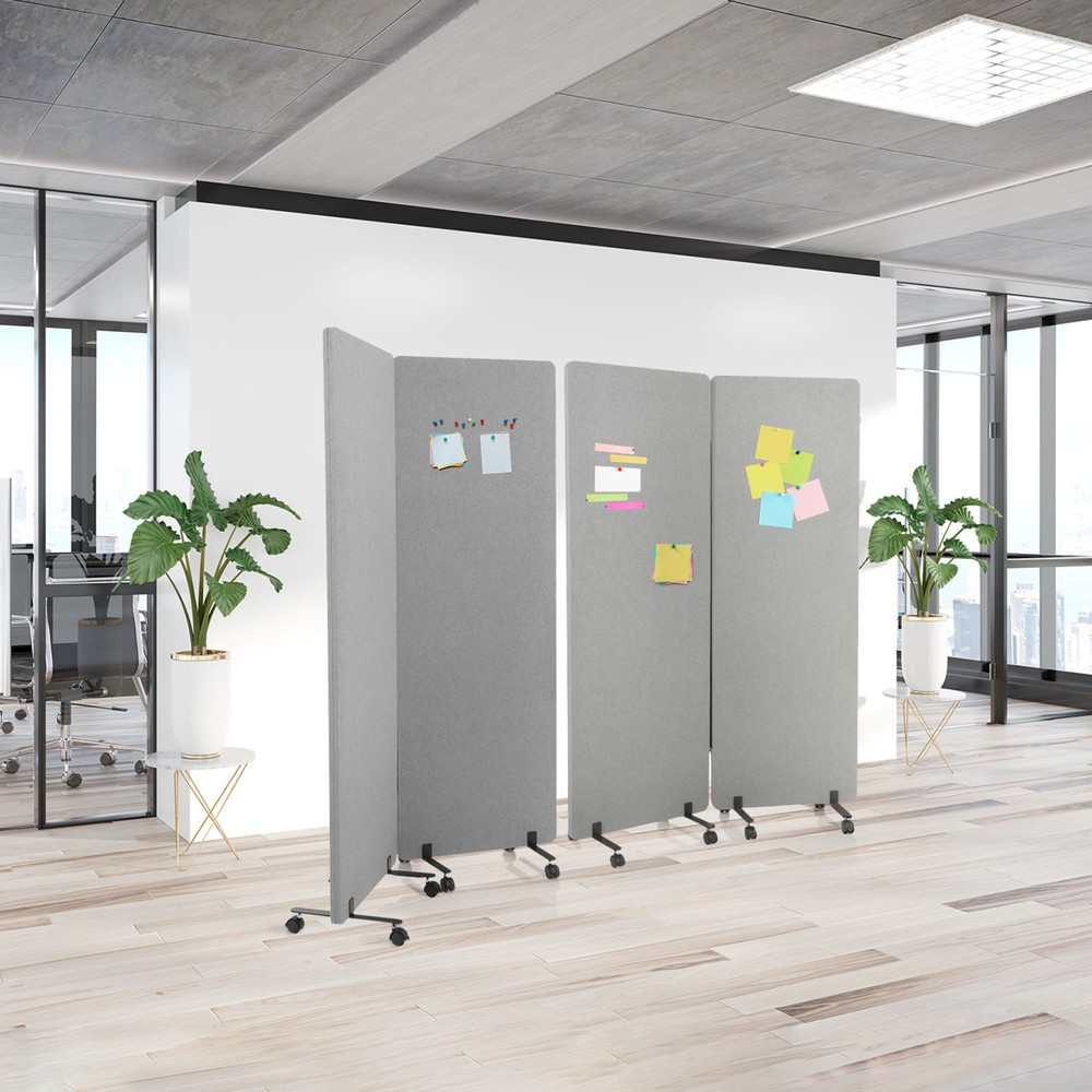 Produktabbildung Nr. 2: Verrijdbaar akoestisch scheidingswandsysteem hjh OFFICE FLEXMIUT set van 2, lichtgrijs