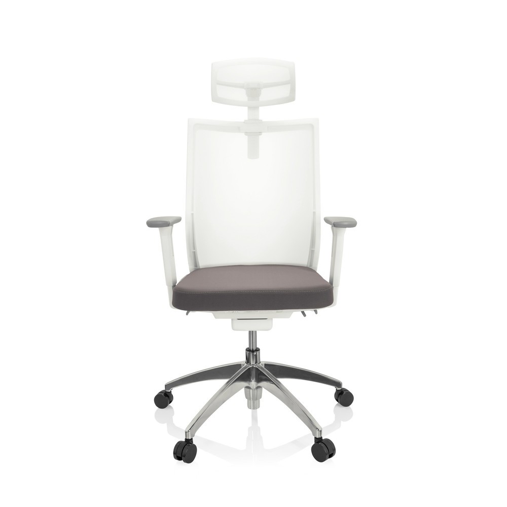 Illustration du produit: Siège de bureau / siège pivotant hjh OFFICE ASPEN WHITE PRO maille transparente / assise tissu, gris