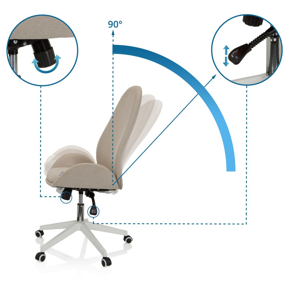 N° de l'image du produit 3 : Siège de bureau / siège pivotant hjh OFFICE AVEA I tissu, beige