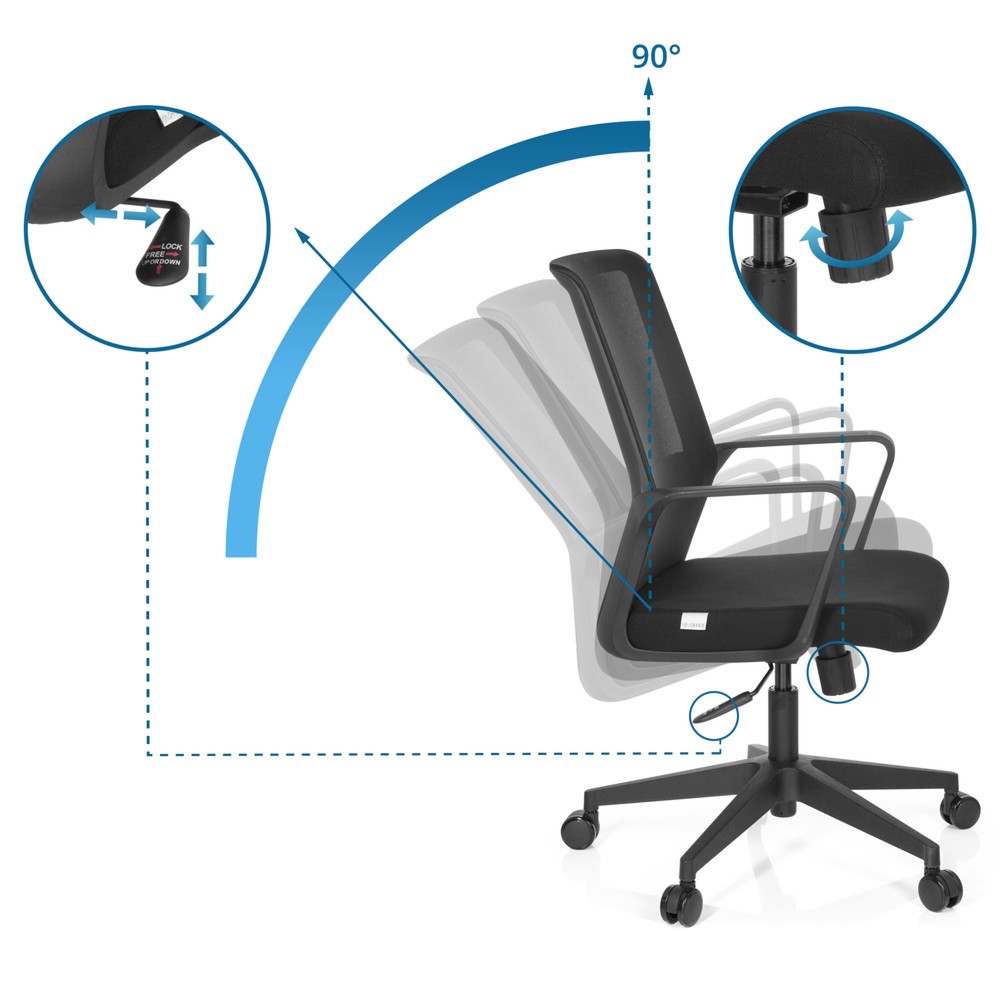 Produktabbildung Nr. 2: Siège de bureau / siège pivotant hjh OFFICE PRESTON maille, noir