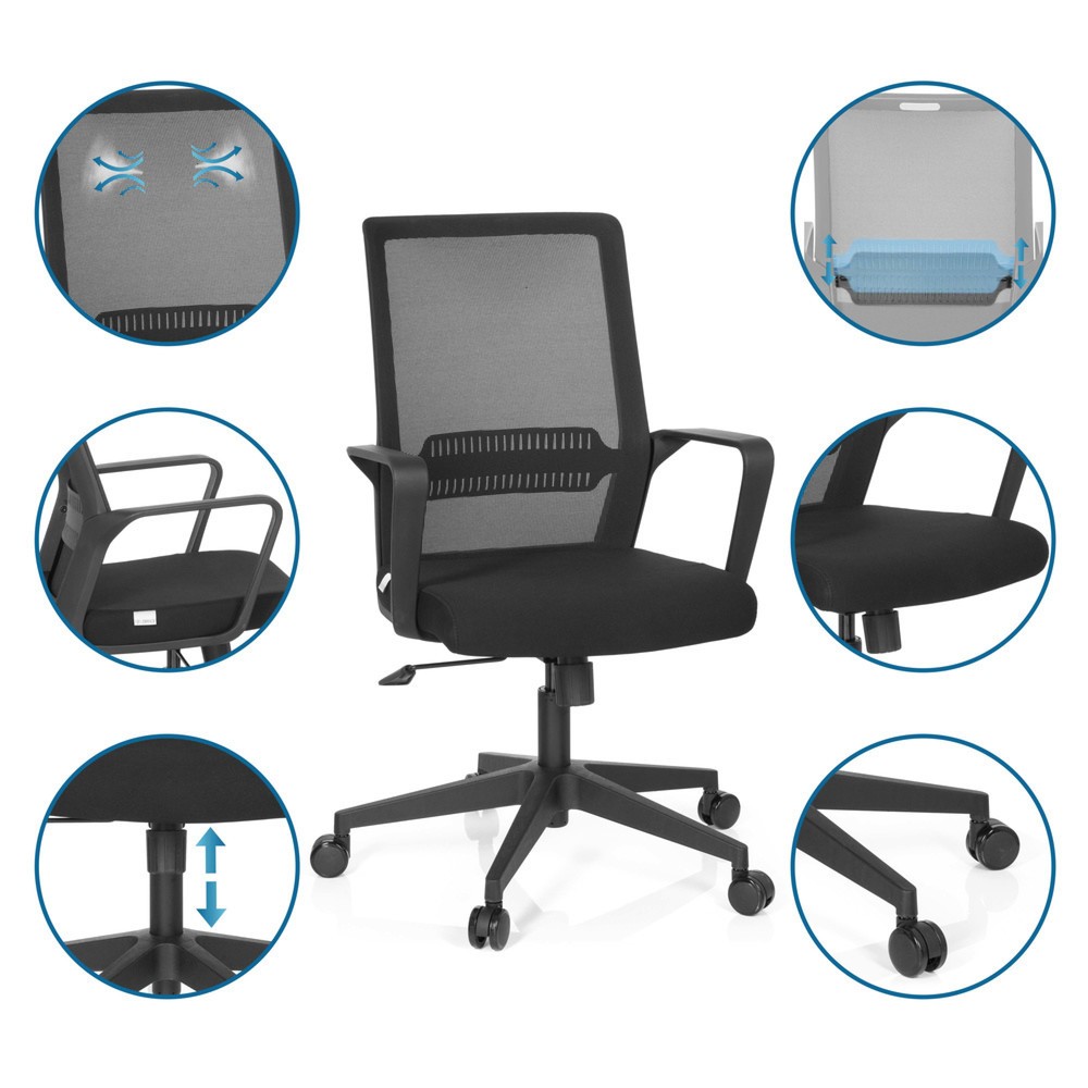 Produktabbildung Nr. 3: Siège de bureau / siège pivotant hjh OFFICE PRESTON maille, noir