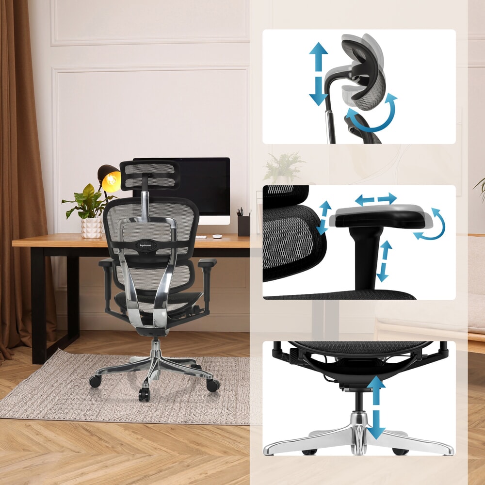 N° de l'image du produit 3 : Fauteuil de direction hjh OFFICE ERGOHUMAN ULTRA GEN2, dossier en résille, capacité de charge 120 kg, coussin en tissu 460 - 580 mm, noir