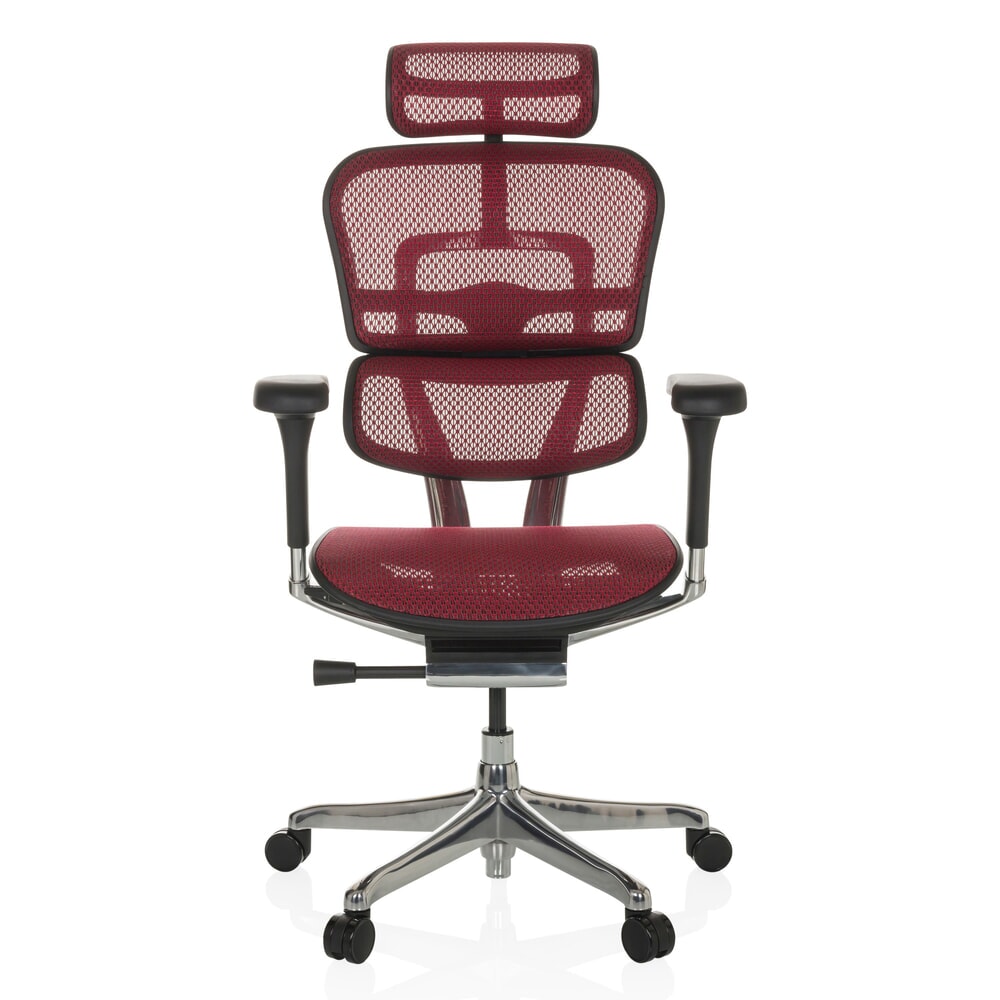 N° de l'image du produit 1 : Fauteuil de direction hjh OFFICE ERGOHUMAN GEN2, capacité de charge 150 kg, tissu résille, coussin en tissu 480 - 590 mm, rouge
