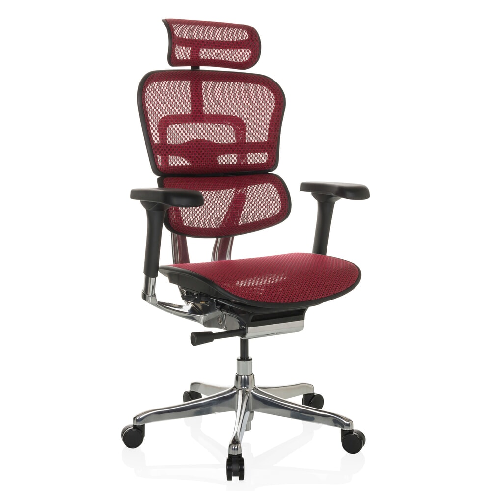 N° de l'image du produit 6 : Fauteuil de direction hjh OFFICE ERGOHUMAN GEN2, capacité de charge 150 kg, tissu résille, coussin en tissu 480 - 590 mm, rouge