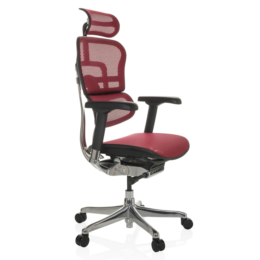 N° de l'image du produit 8 : Fauteuil de direction hjh OFFICE ERGOHUMAN GEN2, capacité de charge 150 kg, tissu résille, coussin en tissu 480 - 590 mm, rouge