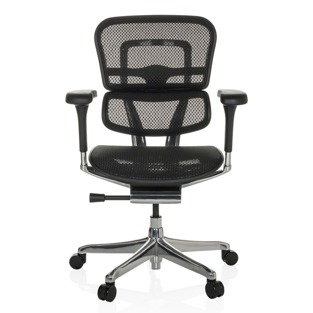 N° de l'image du produit 1 : Fauteuil de direction hjh OFFICE ERGOHUMAN BASE GEN2, capacité de charge 150 kg, tissu résille, coussin en tissu 470 - 580 mm, noir, sans appui-tête