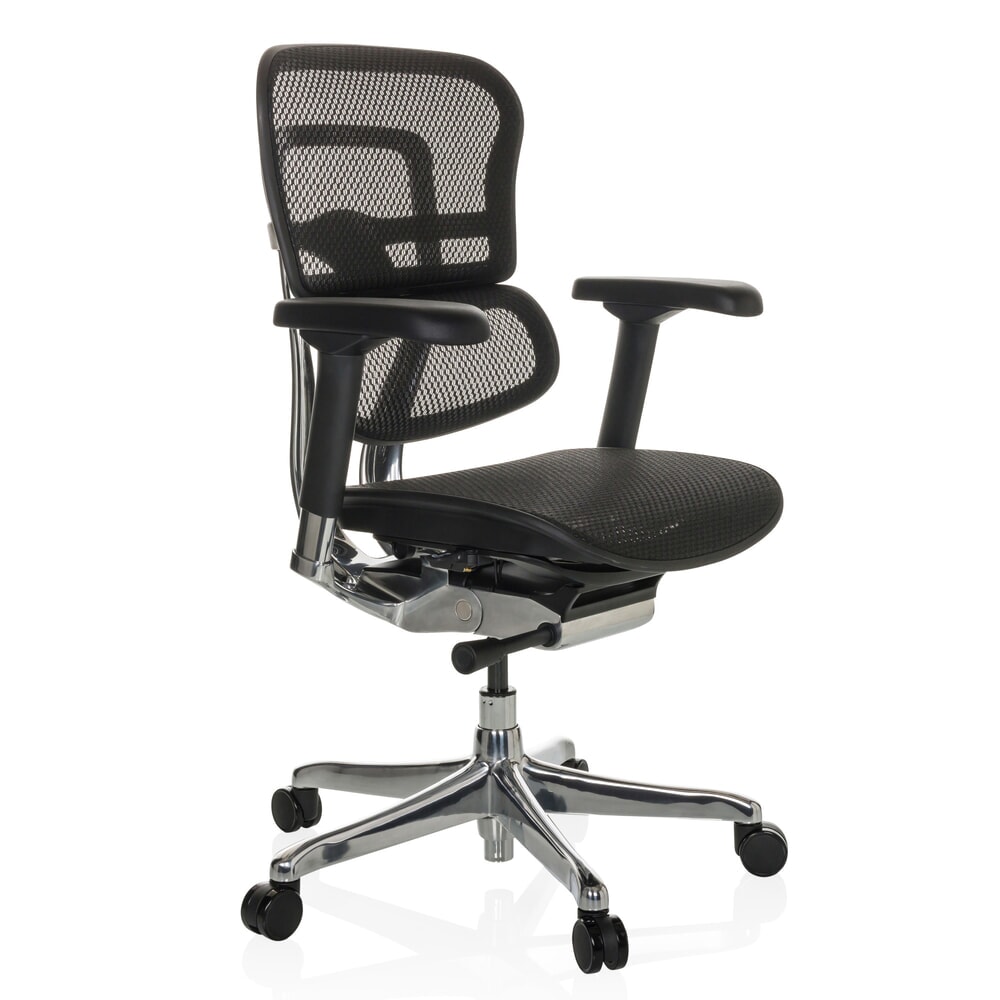 N° de l'image du produit 7 : Fauteuil de direction hjh OFFICE ERGOHUMAN BASE GEN2, capacité de charge 150 kg, tissu résille, coussin en tissu 470 - 580 mm, noir, sans appui-tête
