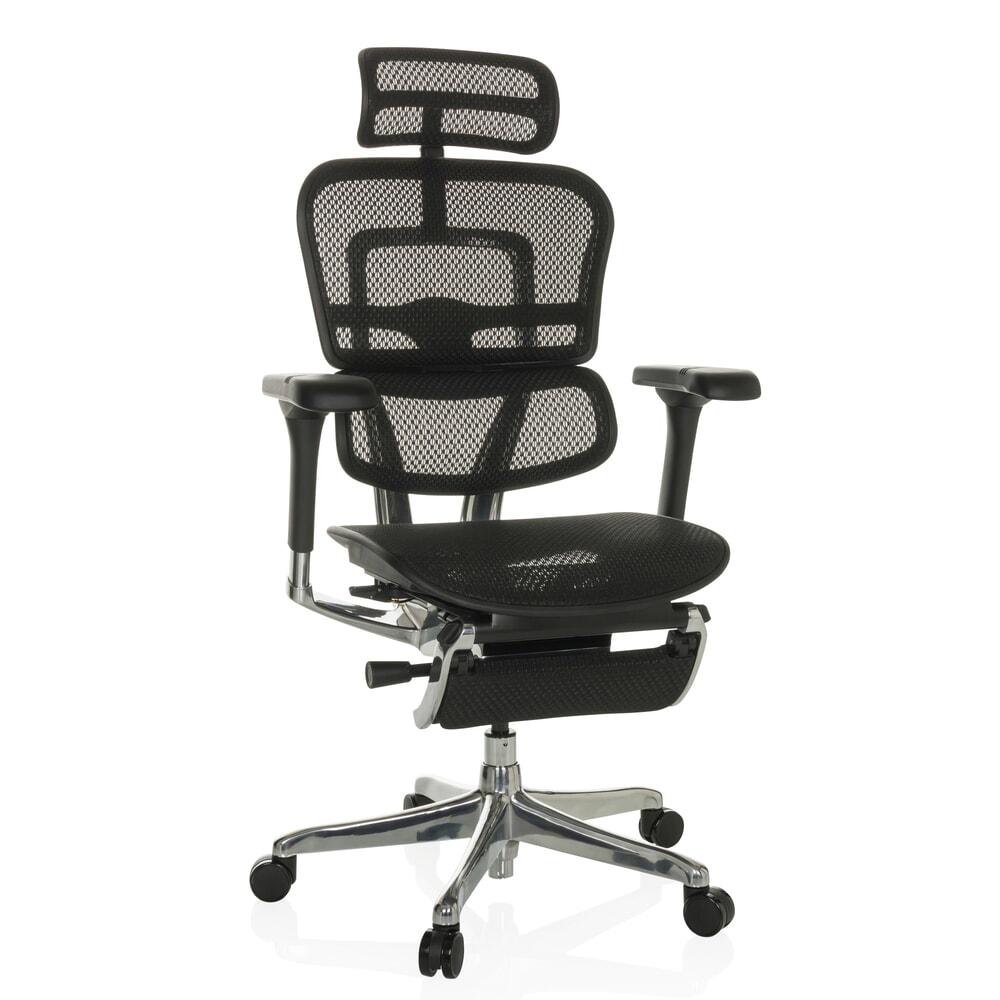 N° de l'image du produit 5 : Fauteuil de direction hjh OFFICE ERGOHUMAN PLUS LEGPRO GEN2, capacité de charge 150 kg, avec repose-jambes, tissu résille, coussin en tissu 480 - 580 mm, noir