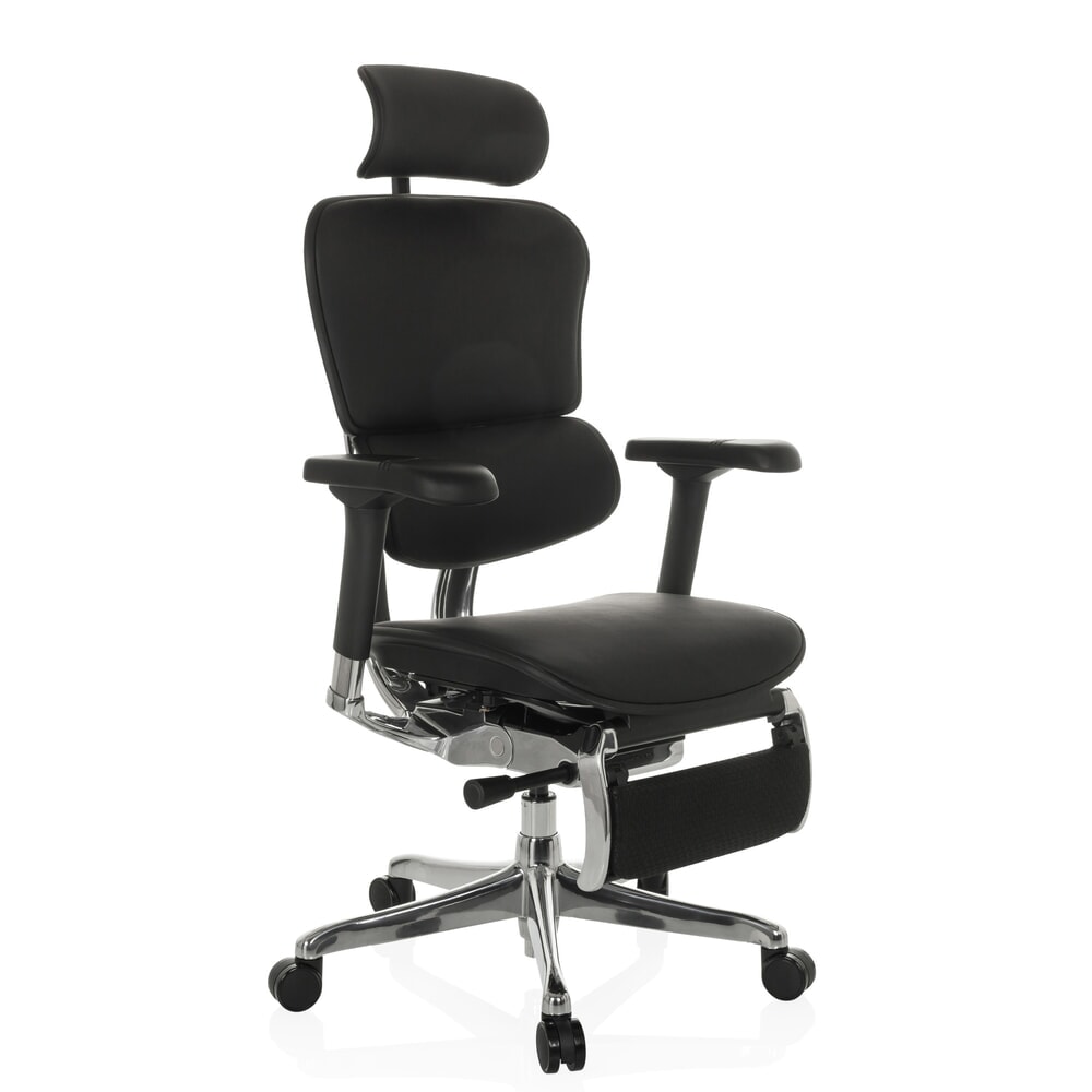 N° de l'image du produit 8 : Fauteuil de direction hjh OFFICE ERGOHUMAN PLUS LEGPRO GEN2, capacité de charge 150 kg, avec repose-jambes, cuir, coussin en tissu 450-560 mm, noir