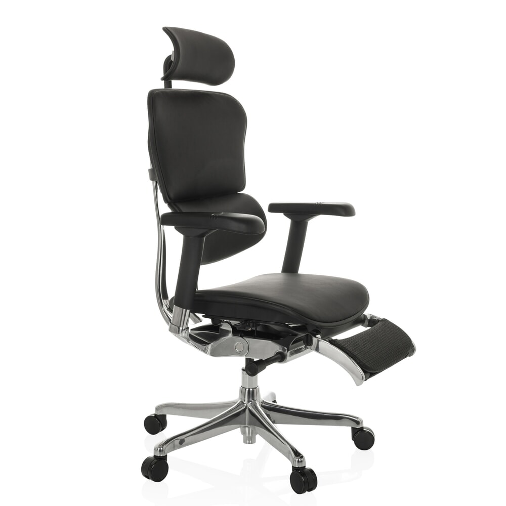 N° de l'image du produit 9 : Fauteuil de direction hjh OFFICE ERGOHUMAN PLUS LEGPRO GEN2, capacité de charge 150 kg, avec repose-jambes, cuir, coussin en tissu 450-560 mm, noir
