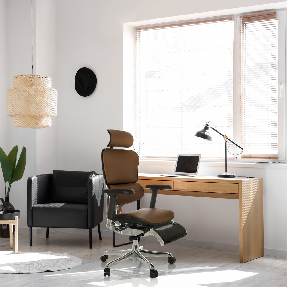 Productafbeelding nr. 5: hjh OFFICE ERGOHUMAN PLUS LEGPRO GEN2 directiestoel , draagvermogen 150 kg, met beensteun, leer, zithoogte 450 - 560 mm, bruin