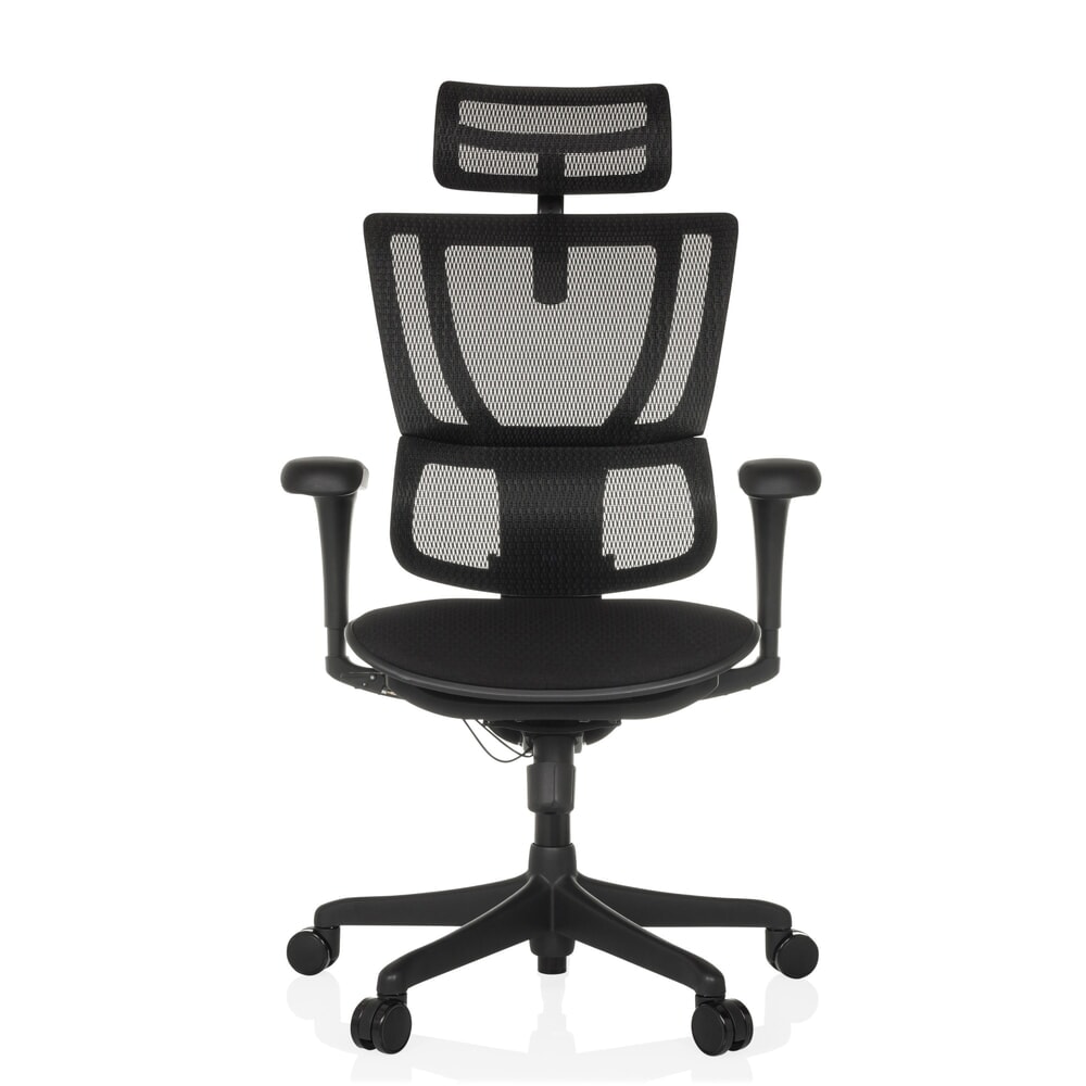 Fauteuil de direction hjh OFFICE ERGOHUMAN SLIM ECO F GEN2, avec dossier flexible, capacité de charge 120 kg, hauteur 1120 - 1340 mm, assise en tissu, noir Illustration du produit: Fauteuil de direction hjh OFFICE ERGOHUMAN SLIM ECO F GEN2, avec dossier flexible, capacité de charge 120 kg, hauteur 1120 - 1340 mm, assise en tissu, noir
