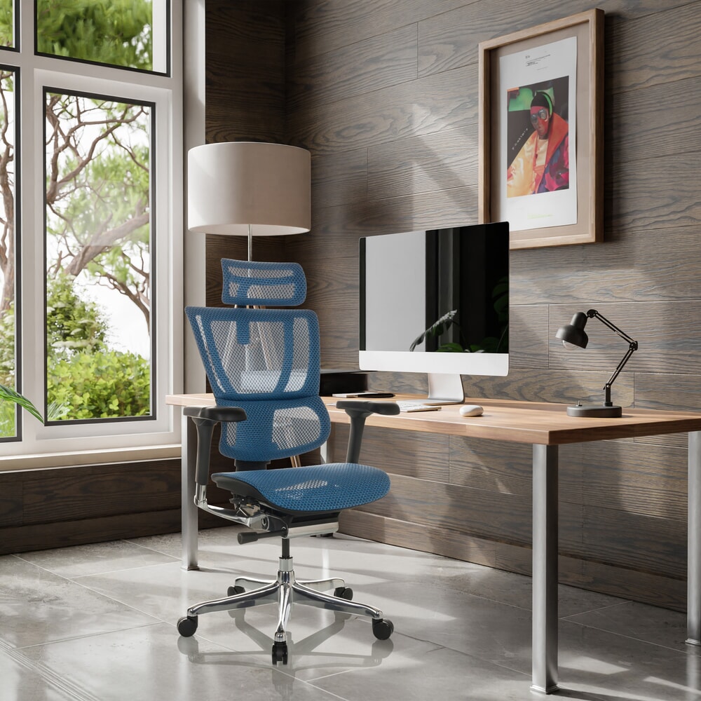 N° de l'image du produit 4 : Fauteuil de direction hjh OFFICE ERGOHUMAN SLIM GEN2, dossier flexible, capacité de charge 150 kg, bleu, accoudoir noir