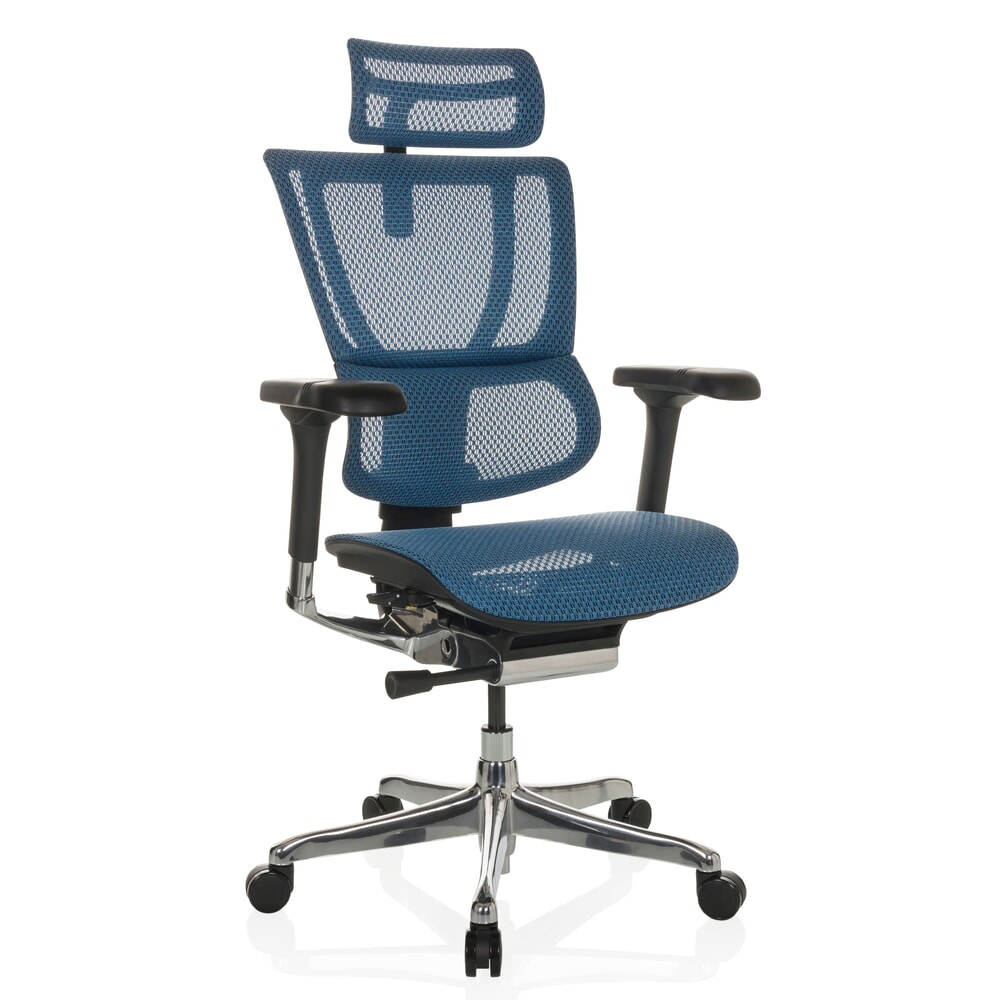 N° de l'image du produit 6 : Fauteuil de direction hjh OFFICE ERGOHUMAN SLIM GEN2, dossier flexible, capacité de charge 150 kg, bleu, accoudoir noir