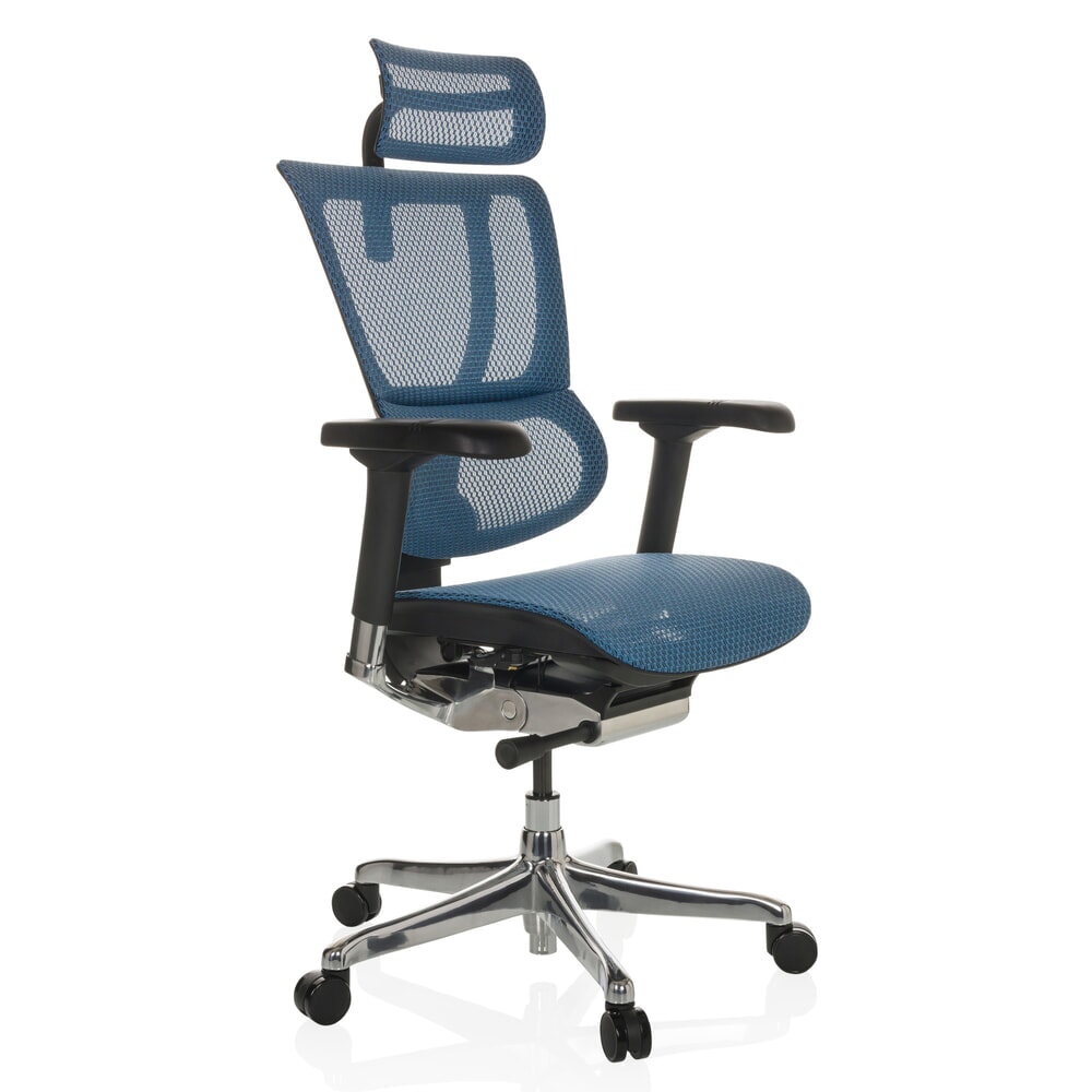 N° de l'image du produit 7 : Fauteuil de direction hjh OFFICE ERGOHUMAN SLIM GEN2, dossier flexible, capacité de charge 150 kg, bleu, accoudoir noir