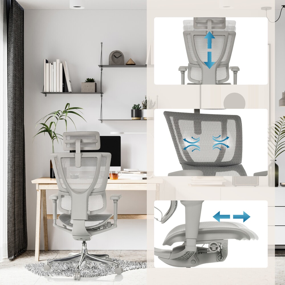 N° de l'image du produit 4 : Fauteuil de direction hjh OFFICE ERGOHUMAN SLIM ULTRA GEN2, dossier flexible, capacité de charge 120 kg, hauteur 1160 - 1350 mm, assise en résille, gris