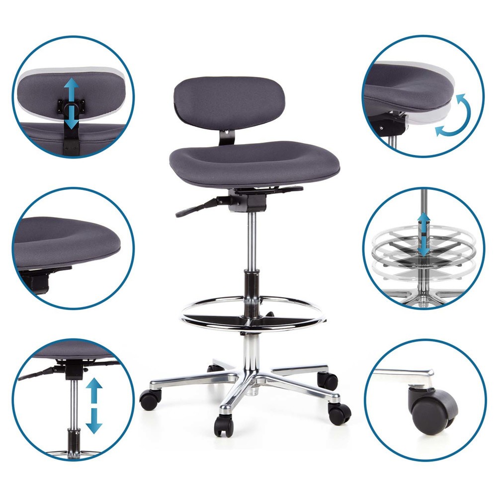 Produktabbildung Nr. 10: hjh OFFICE Hocker / Drehhocker WORK MF Stoff, anthrazit