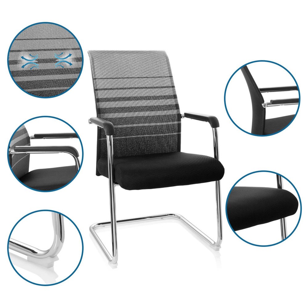 Productafbeelding nr. 2: Vergaderstoel / bezoekersstoel hjh OFFICE FALCONE V stof, zwart / grijs