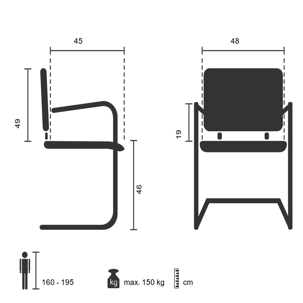 Produktabbildung Nr. 5: Vergaderstoel / sledestoel hjh OFFICE INVENTOR V stof, zwart