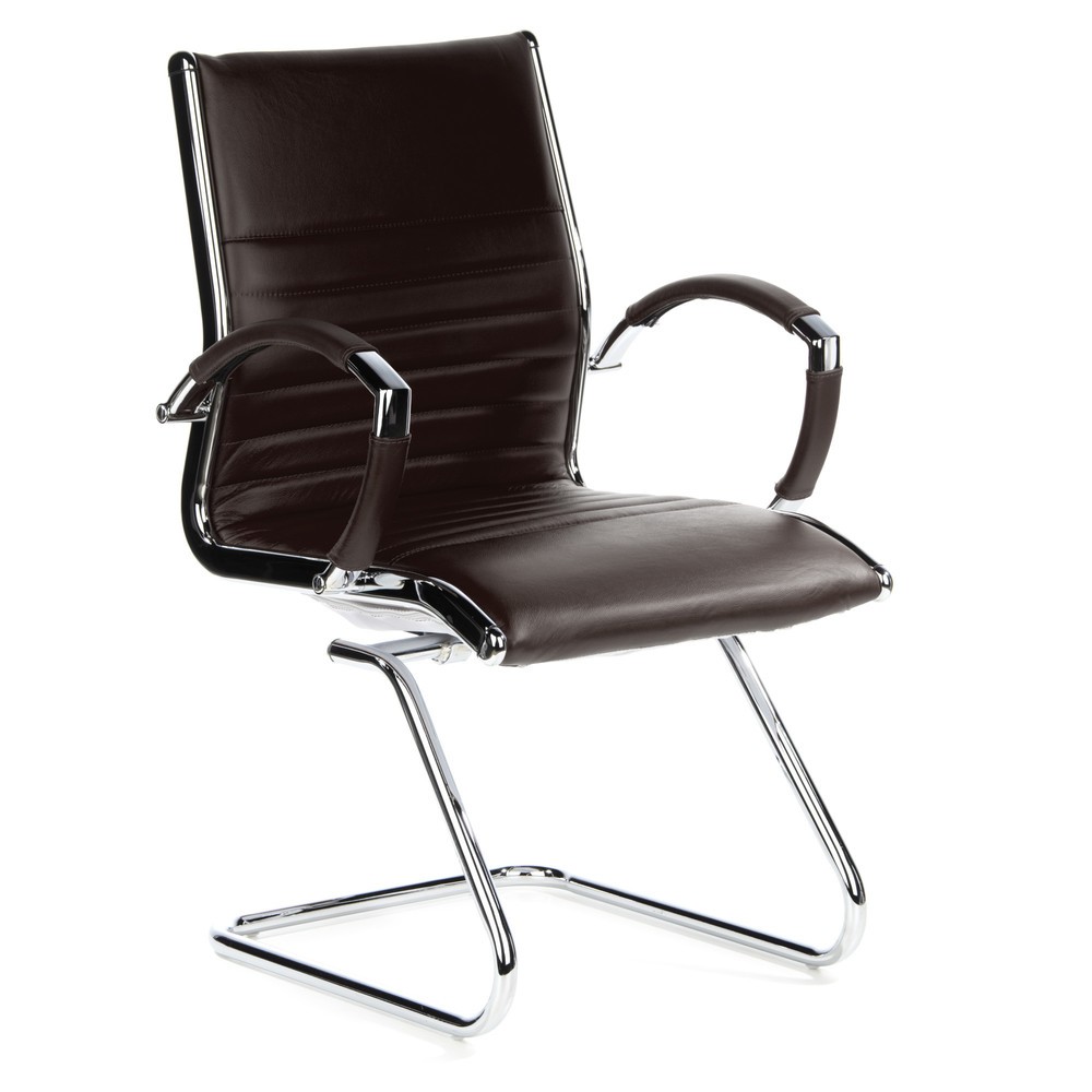 Productafbeelding nr. 3: Vergaderstoel / sledestoel hjh OFFICE PARMA V leder, bruin chroom
