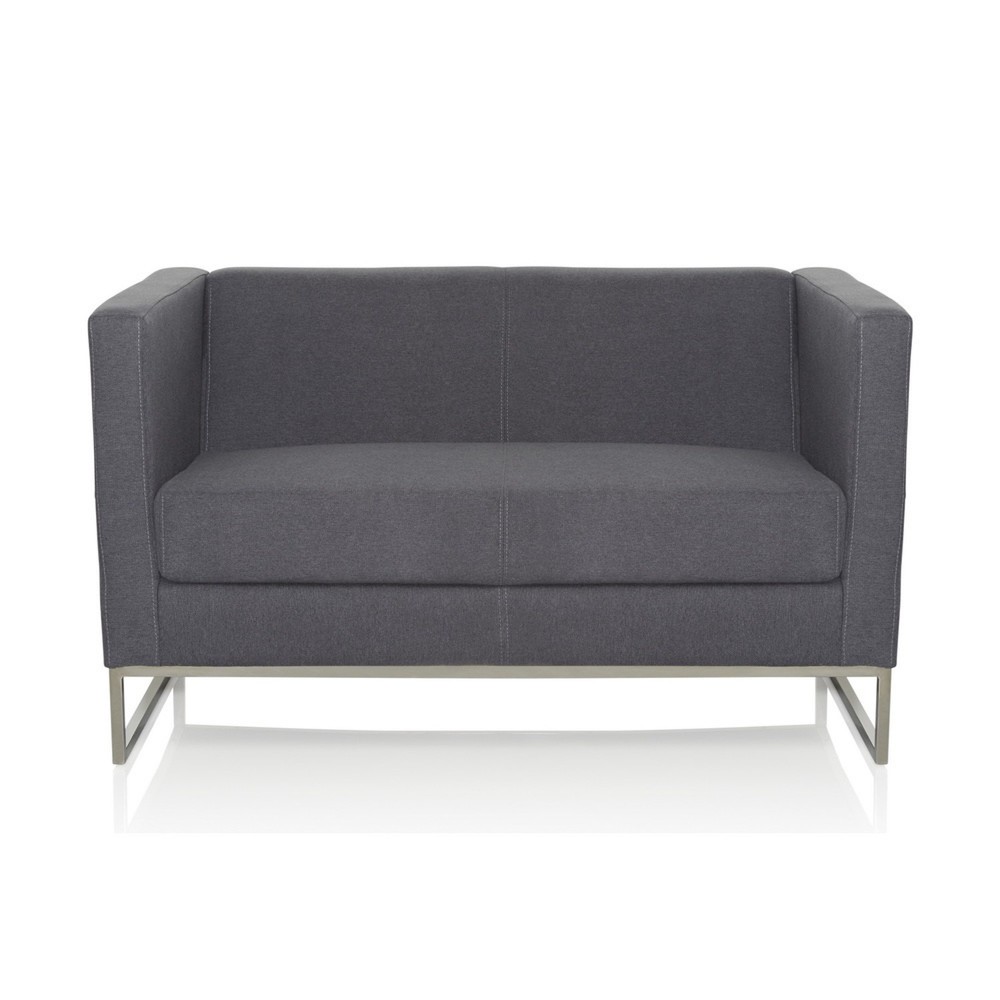 Produktabbildung Nr. 1: Loungebank hjh OFFICE BARBADOS frame roestvrij staal stof, 2-zits, donkergrijs