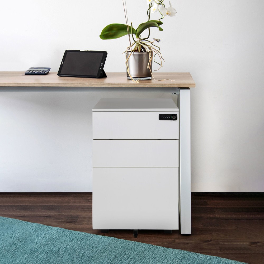 Produktabbildung Nr. 4: Ladekast op wielen hjh OFFICE COLOR OS I metaal wit met cijferslot