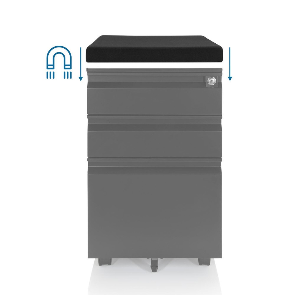 Productafbeelding nr. 3: Ladekast op wielen hjh OFFICE COLOR OS metaal zwart met zitkussen, zwart