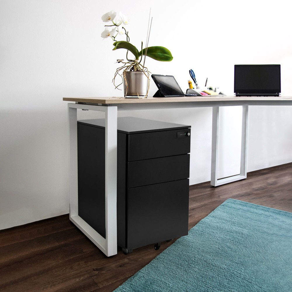 N° de l'image du produit 4 : Caisson à roulettes hjh OFFICE COLOR OS I métal, noir avec serrure à combinaison