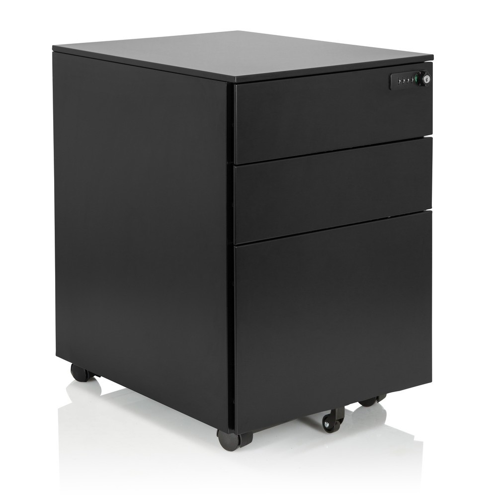 N° de l'image du produit 7 : Caisson à roulettes hjh OFFICE COLOR OS I métal, noir avec serrure à combinaison