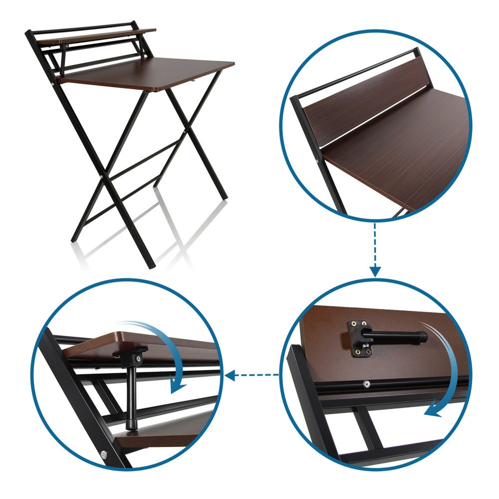 Produktabbildung Nr. 4: Bureau / werktafel hjh OFFICE EASY CLAP 92 x 84, walnoot / zwart