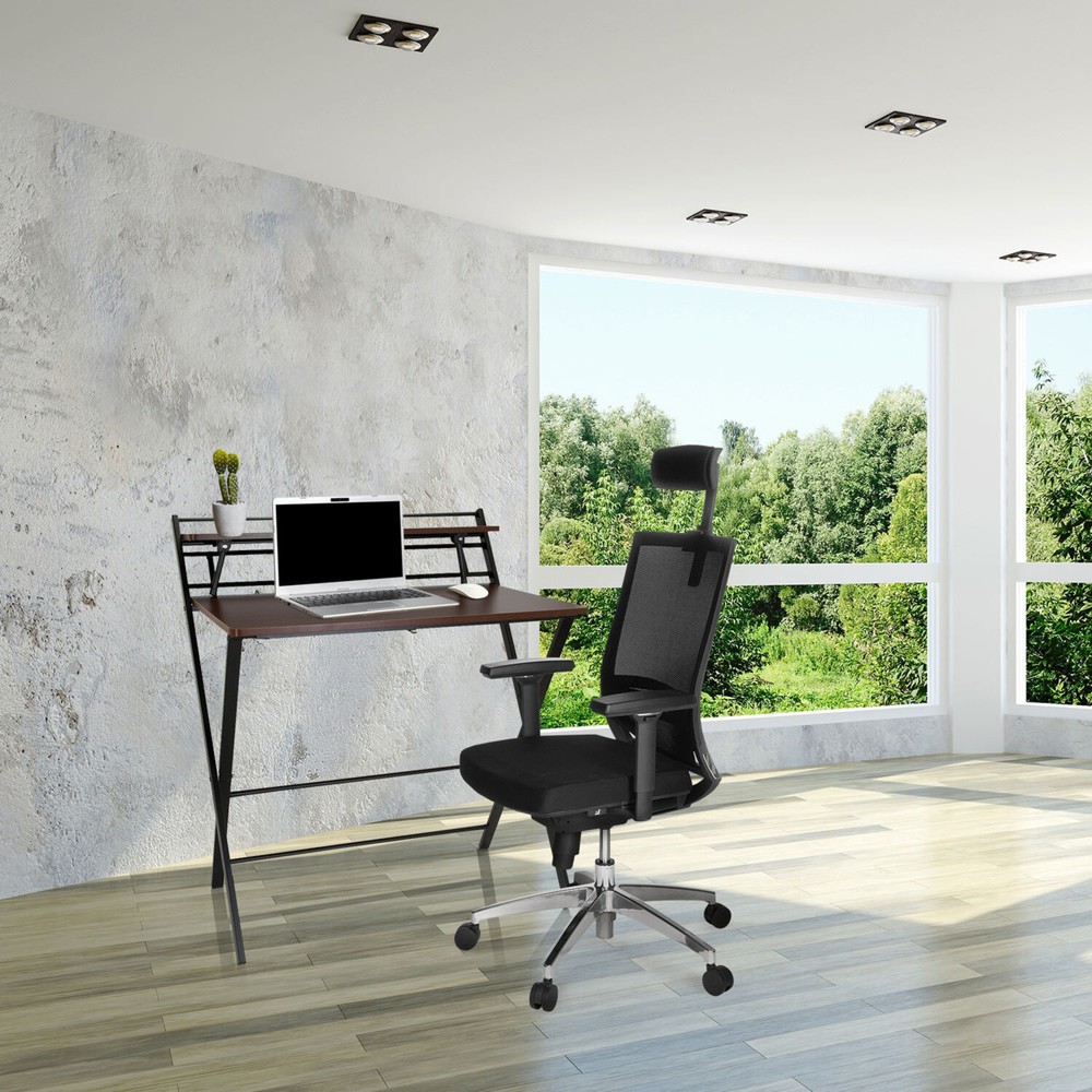 Produktabbildung Nr. 7: Bureau / werktafel hjh OFFICE EASY CLAP 92 x 84, walnoot / zwart