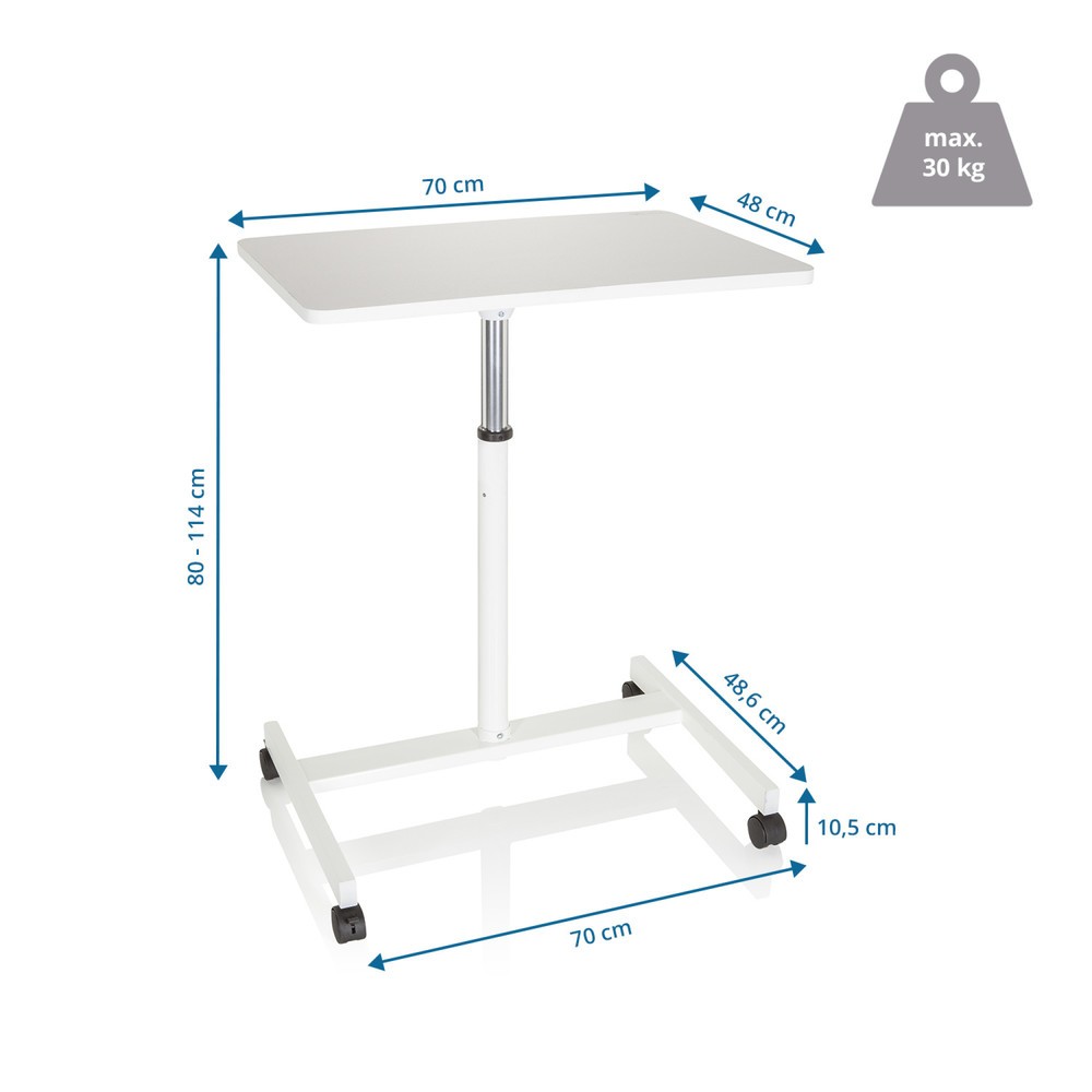 Produktabbildung Nr. 5: Statafel / laptopstandaard OFFICE STAND VM-SU met gasdrukveer & wielen, wit