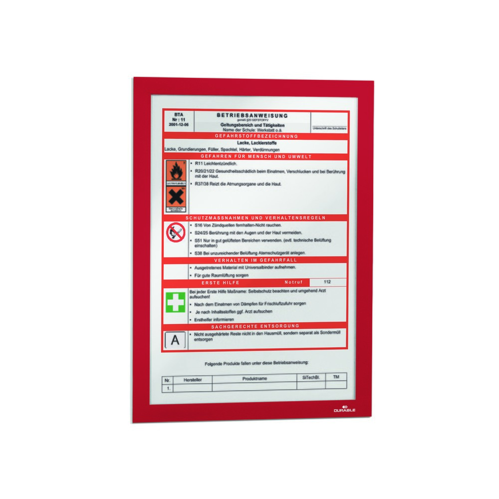 Produktabbildung Nr. 9: Infoframe DURABLE DURAFRAME®, zelfklevend, DIN A4, rood