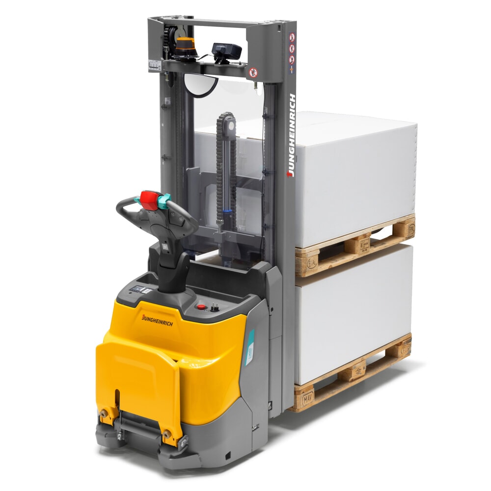 Productafbeelding nr. 1: Jungheinrich elektrische stapelaar ERC 112zi ZT met staplatform, tweevoudige telescoop hefmast, hefhoogte 3.600 mm, draagvermogen 1.200 kg, proportionele hydraulica, duolift