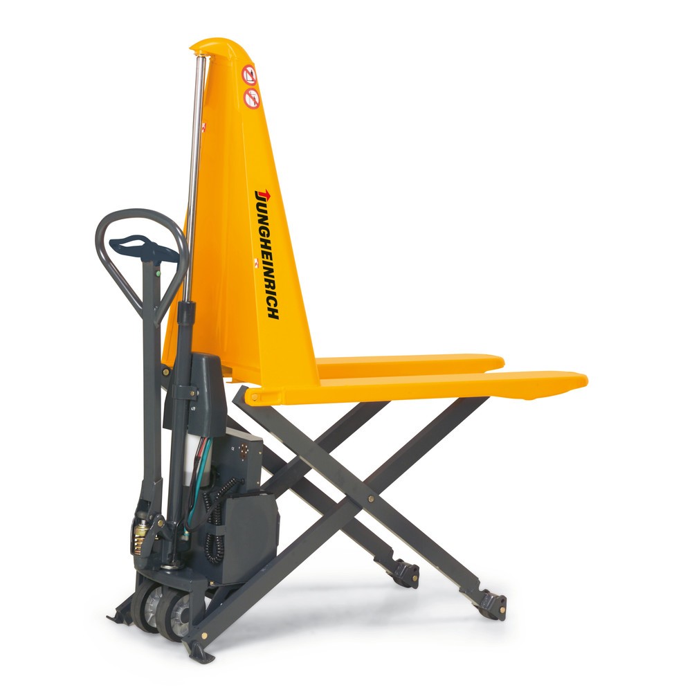 Product afbeelding: Schaarhefwagen Jungheinrich AMX 10e, draagvermogen 1.000 kg, vorklengte 1.150 mm, volrubber / nylon