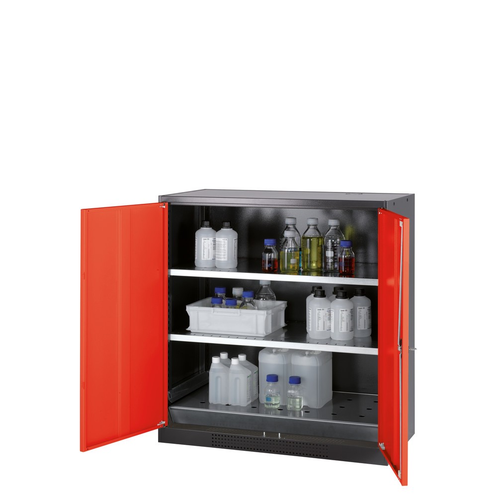 Product afbeelding: Kast voor chemische en giftige stoffen asecos® met legborden, hxbxd 1.105 x 1.055 x 520 mm, verkeersrood