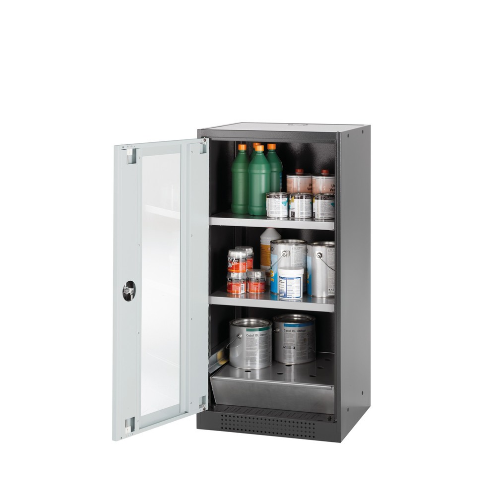 Product afbeelding: Kast voor chemische en giftige stoffen asecos® met legborden, hxbxd 1.105 x 545 x 520 mm, lichtgrijs