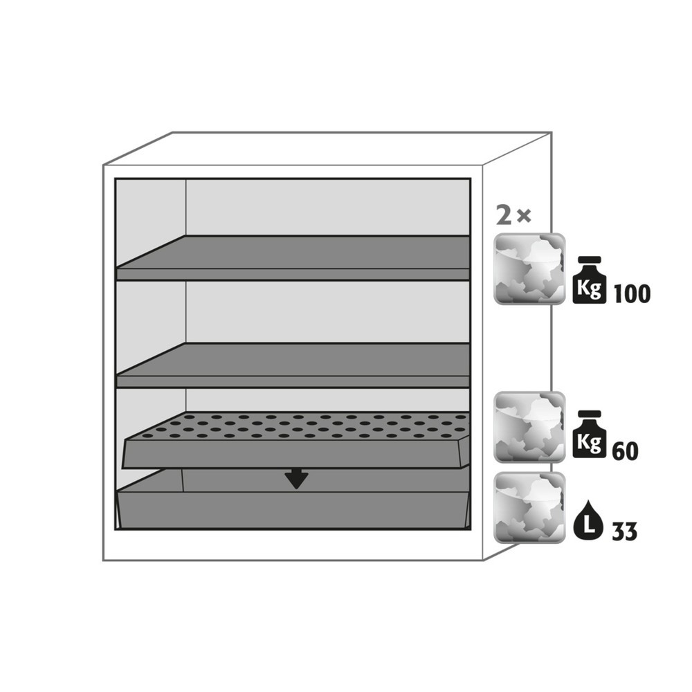 Produktabbildung Nr. 2: Kast voor chemische en giftige stoffen asecos® met legborden, hxbxd 1.105 x 1.055 x 520 mm, verkeersrood