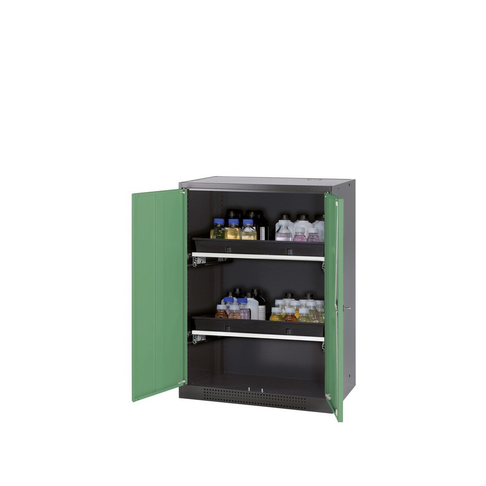 Product afbeelding: Kast voor chemische en giftige stoffen asecos® met uittrekbare legborden, h x b x d 1.105 x 810 x 520 mm, resedagroen
